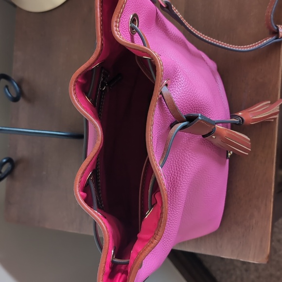 Dooney & Bourke Tassel Front Bucket Bag Aimee In Geranium Pink 💕NWT - Picture 13 of 16